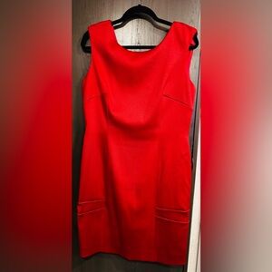 Antonio Melani Women’s Red Sheath Dress Size 12 Midi Sleeveless Formal Design